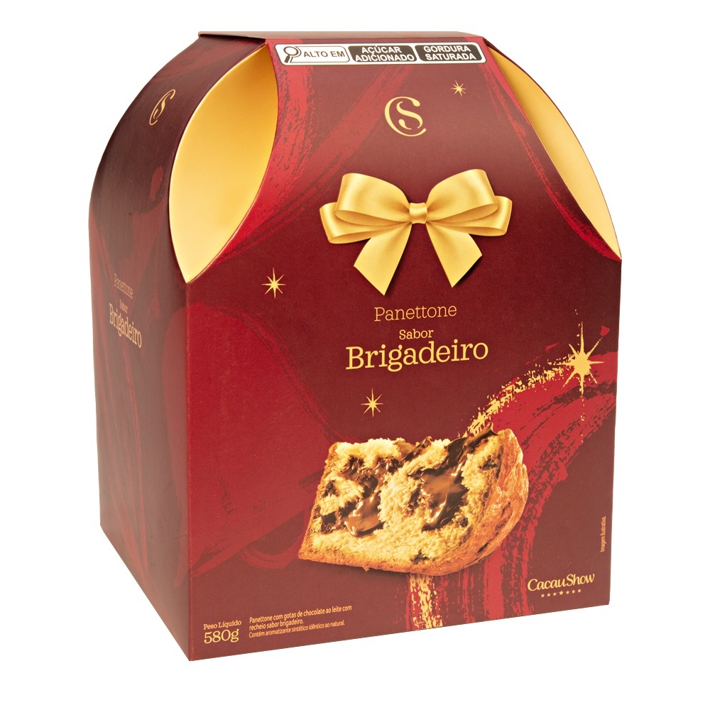 Panettone Recheado Brigadeiro Cacau Show 580g Gotas de Chocolate ao ...