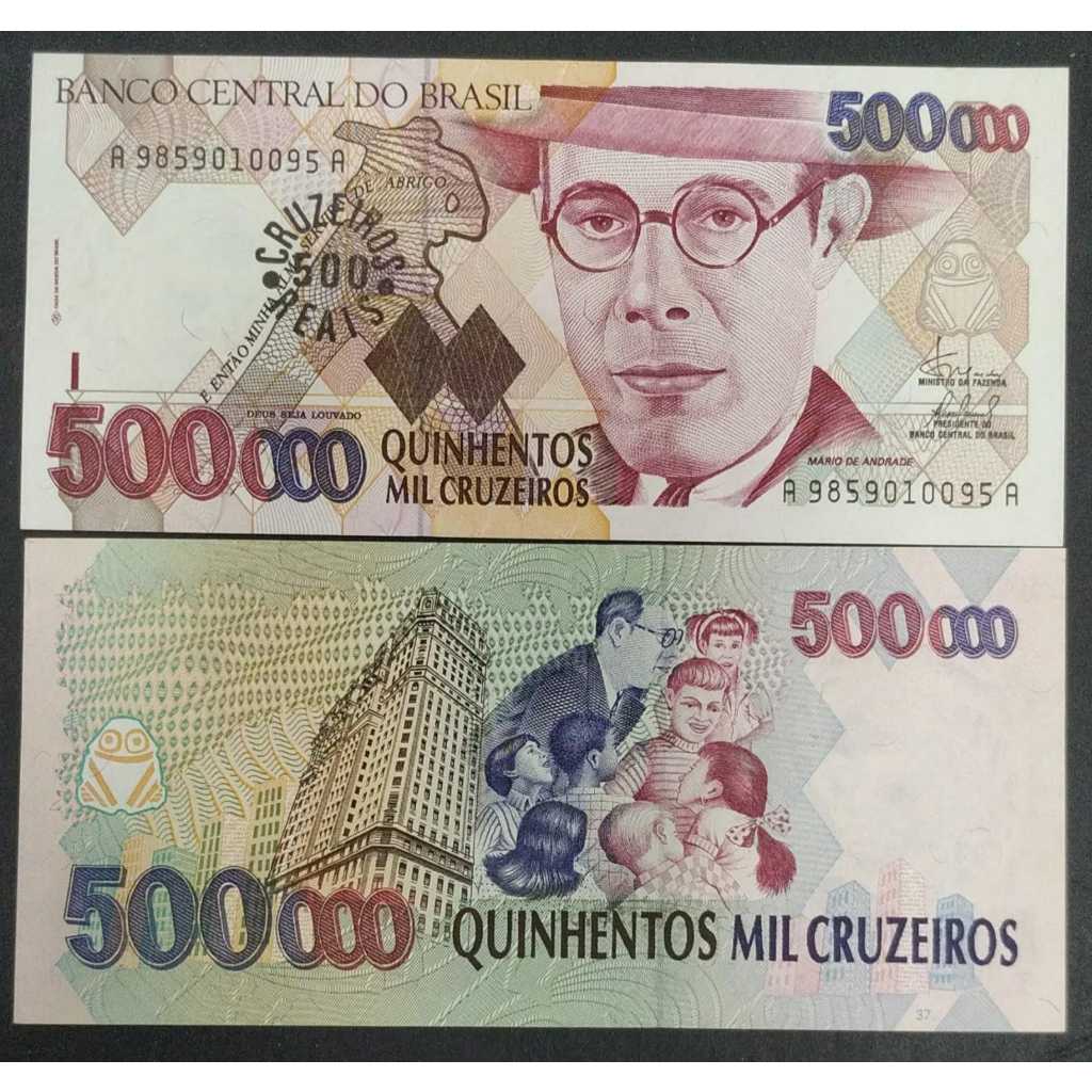 BRASIL CEDULA DE 500 CRUZEIROS REAIS SOBRE 500000 CRUZEIROS FLOR DE ...