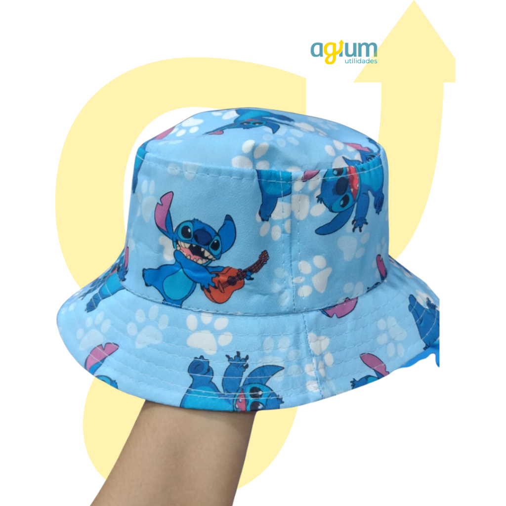 Bucket Hat Chapéu infantil Lilo e Stitch Novidade Praia Passeio ...