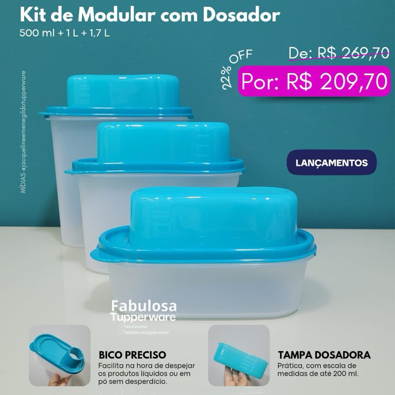 新品 Tupperware システムドロワーＭ#2.3 2個セット Tupperware Trio Modular com Dosador | Shopee Brasil