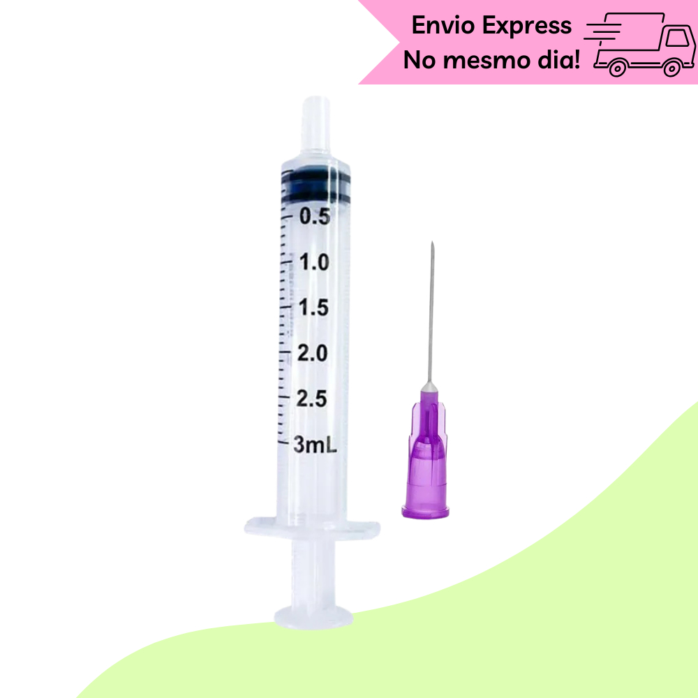 100 Seringas de 3ML Luer Lock (Rosca) + Agulhas Intramuscular 20x0,55mm ...