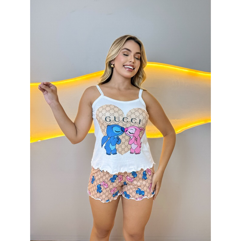 Baby Dool Alcinha Verão - Pijama Confortável Estampado Malha Fresquinho