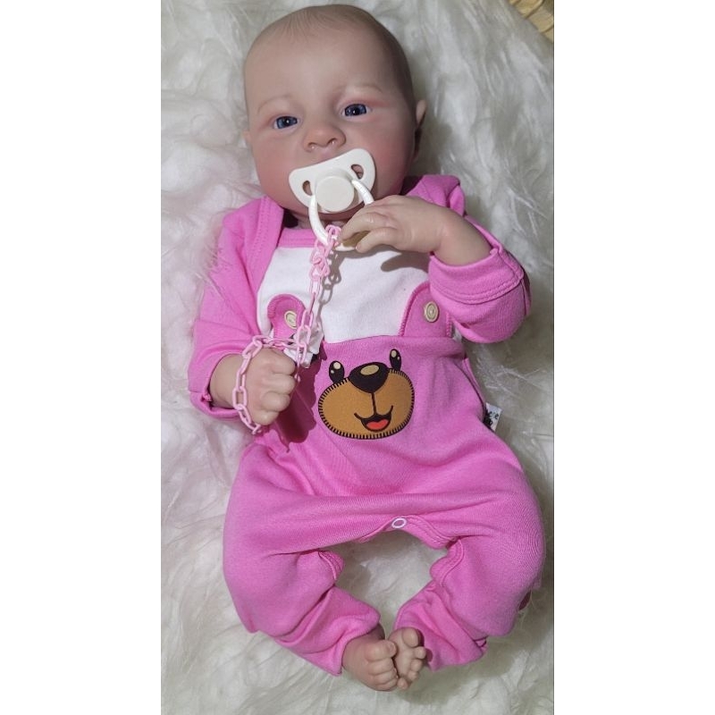 Reborn Reborn Baby Silicone Reborn 49CM Realistic Lovely Eyes Abrir Boneca Recém-nascida Nomeada Soma Com Azul E Chupeta