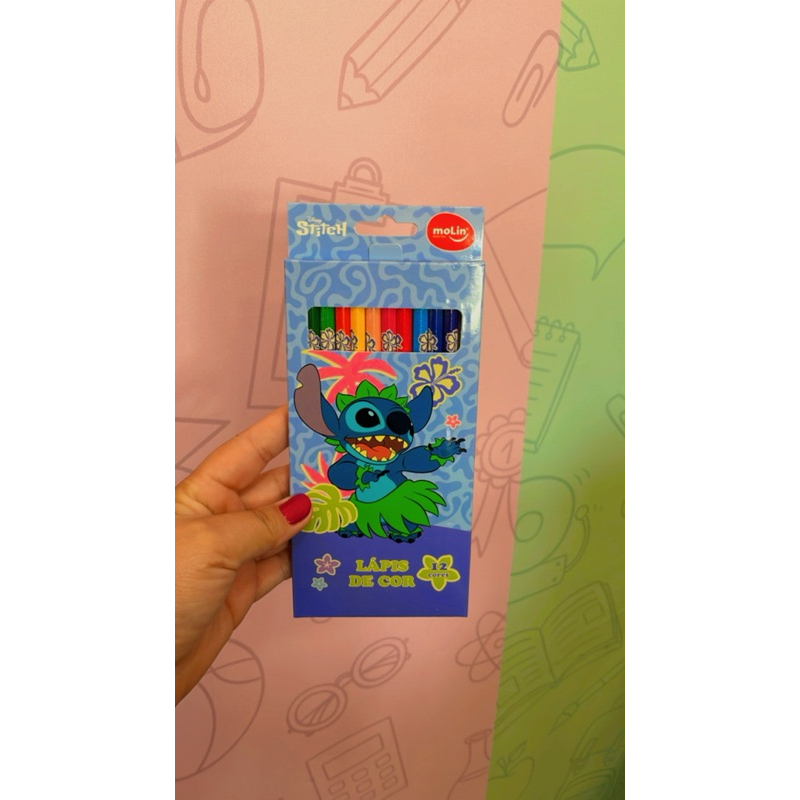 Lápis de Cor do Stitch com 12 cores | Shopee Brasil