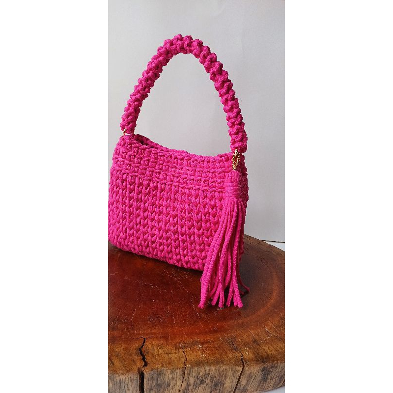 bolsa de crochê fio de malha | Shopee Brasil