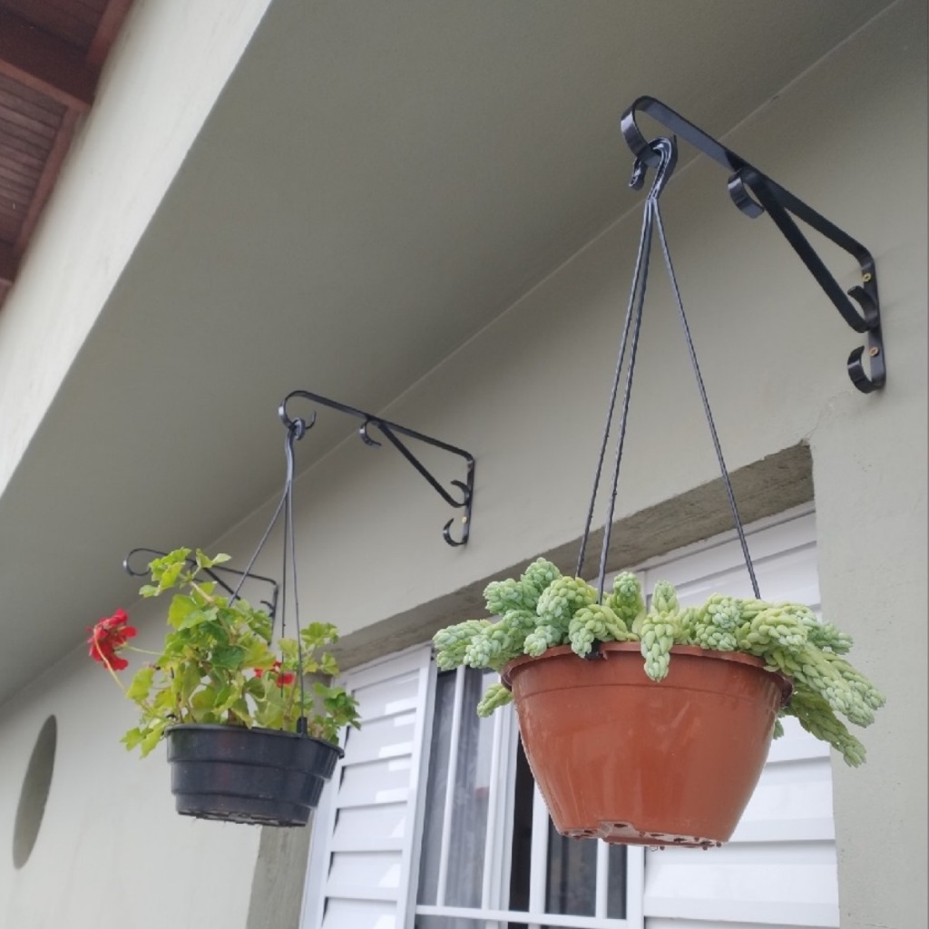 Suporte Ferro 21x13 Rústico Mão Francesa para Jardim Pendurar Plantas ...
