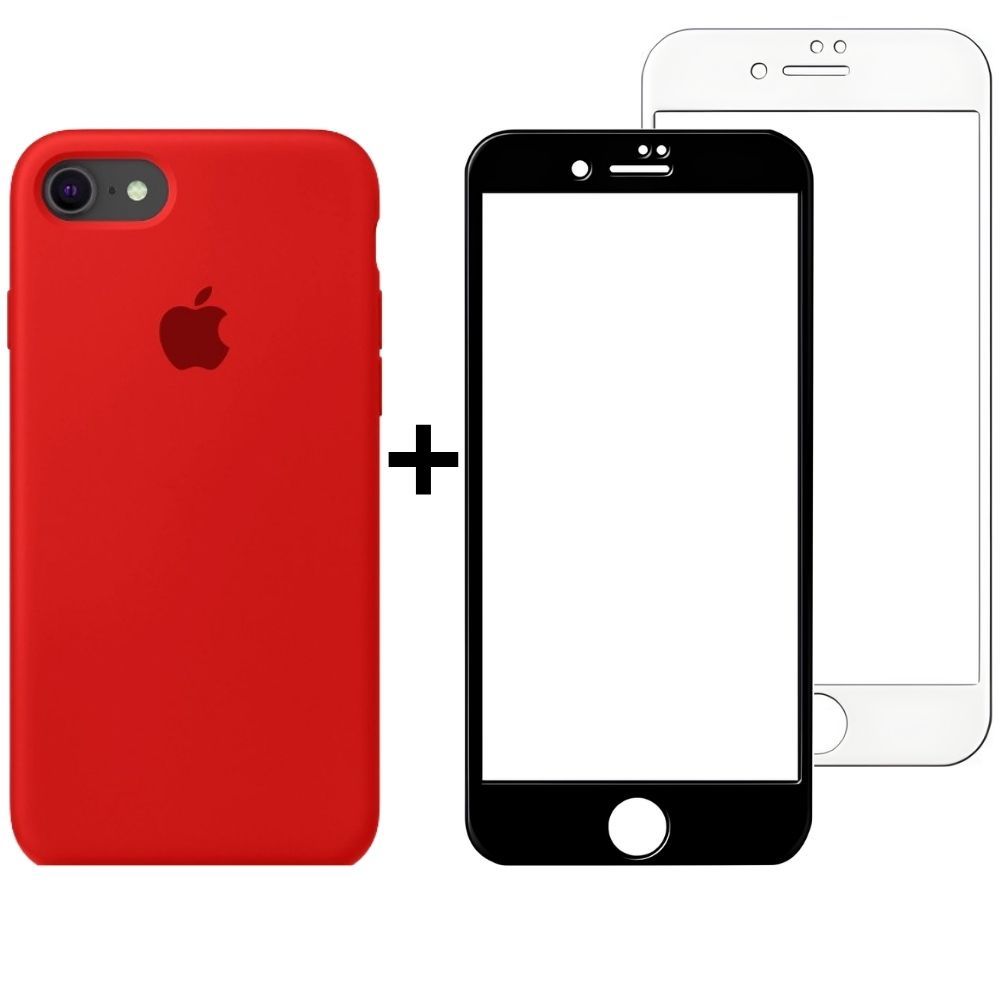 Kit Capinha e Película para Iphone 7, Iphone 8 e Iphone SE Case Colorida e Transparente Fechada nas Laterais e Silicone