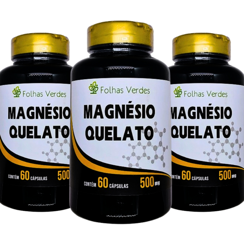 Kit 3 Magnésio Quelato 180 cápsulas 500mg | Shopee Brasil