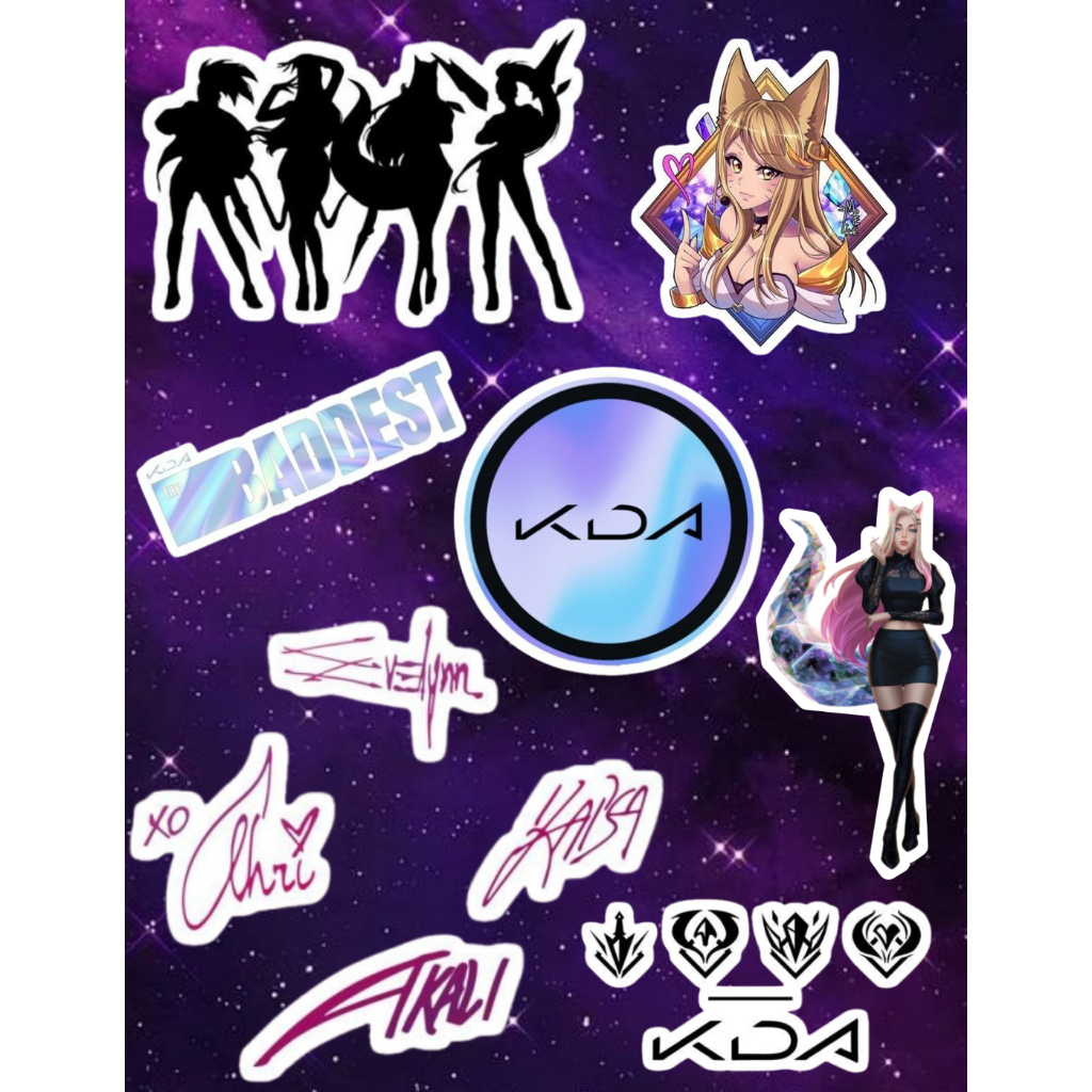 Kit Adesivos Sticker KDA à prova d'água Akali, Ahri, Kai'sa, Evelyn ...
