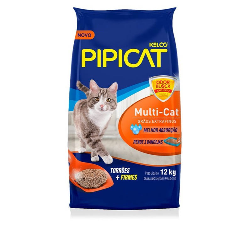 Areia Higienica Pipicat Multicat 12kg