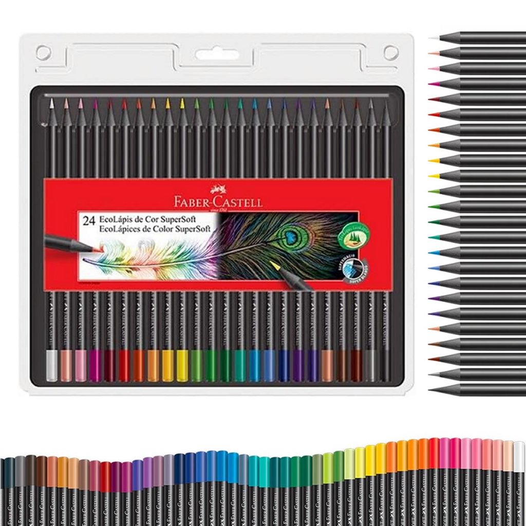 Lápis de Cor, Faber-Castell, EcoLápis Supersoft, 24 Cores