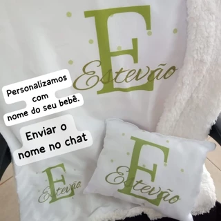 Kit Manta personalizada + travesseirinho/ cobertor/bebê/presente/ chá de bebê/maternidade em Oferta na Shopee