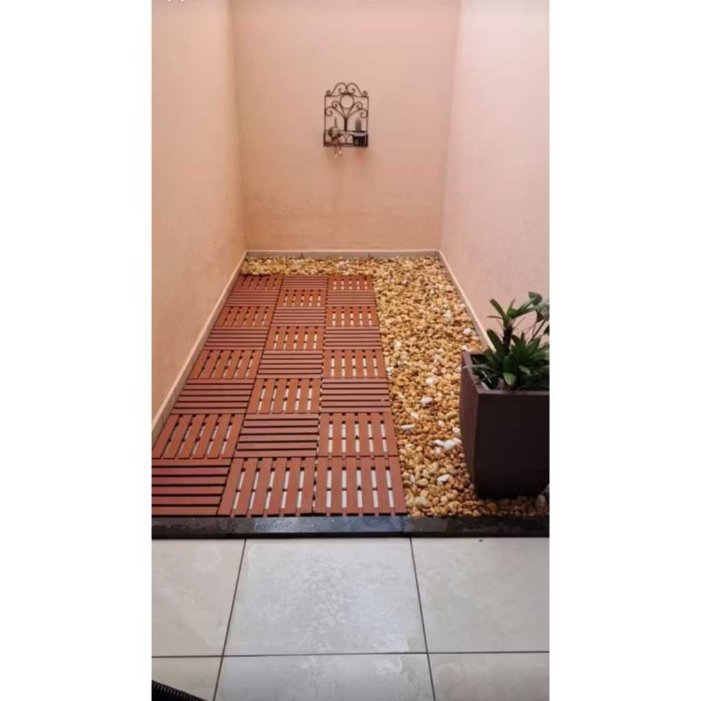 KIT 20 Deck modular textura madeira plástico encaixe modular Decks Piscina Jardim Banheiro varanda