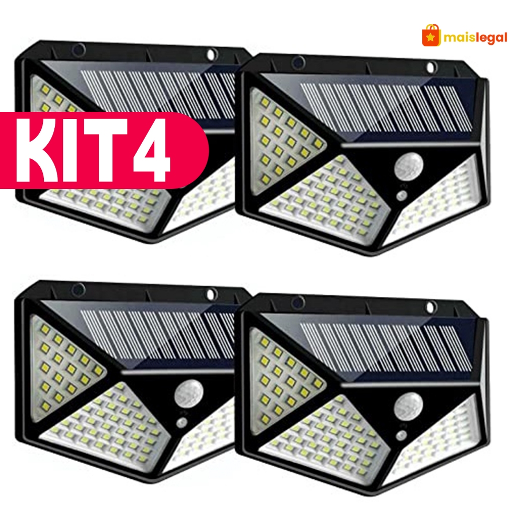 Luminária Solar com 100 LEDs e Sensor de Movimento - Refletor à Prova D'Água para Jardins e Exteriores