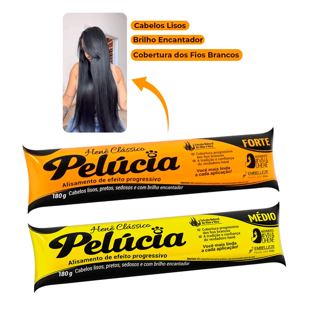 Henê Pelúcia Embelleze Alisante Capilar Clássico Cabelos Lisos Pretos ...