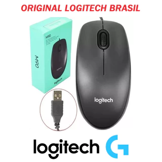 Mouse Óptico Logitech M90 Conexão USB com fio Grande Resistente Barato cor Cinza Windows Mac