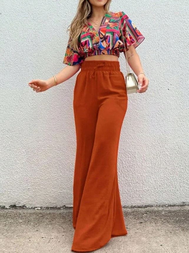 Calça Pantalona Dunas Feminina Bolso Cintura Alta
