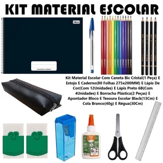 Kit Lista Material Escolar Com Caneta Bic E Apontador E Caderno E Lápis E Régua E Borracha em Oferta na Shopee