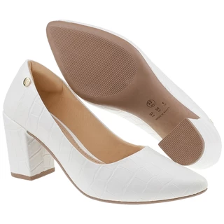 Sapato Scarpin Sintético Moda Blogueira Shekinah Sapato Social Bico Fino Salto Alto Bloco Grosso