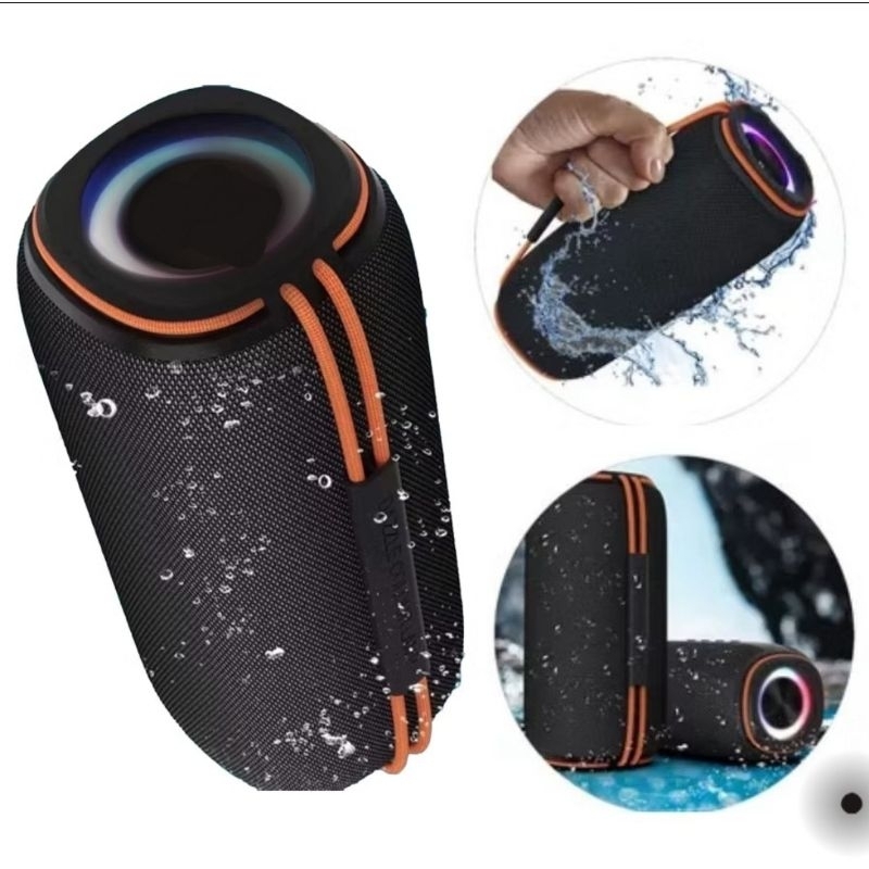 Caixa Caixinha de Som Bluetooth Resistente a Água Com Alto Falante Duplo e Luz Led RGB Original