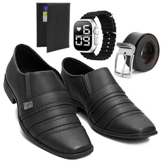 Kit Sapato Social Em Couro Com Brindes Confortável Classico