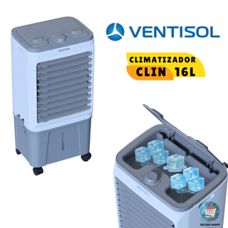 Climatizador de Ar Frio Portátil 16 Litros Umidificador Evaporativo Ventisol CLIN 130W Branco /Cinza