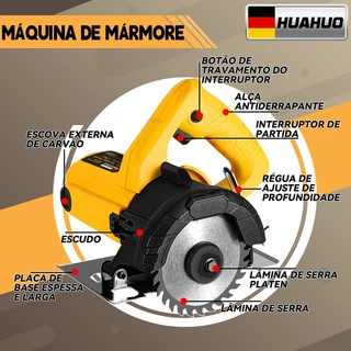 【220V/110V】Serra Mármore Profissional 1300W-Tipo Madeira, Concreto + 4 Polegadas Disco~