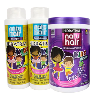 Kit Hidratrat Kids com Creme para pentear Uva Natuhair 1 kg