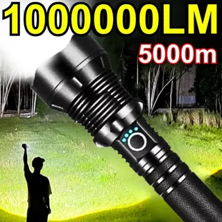 Lanterna Militar Super Potente P90 50.000 Lumens LED Original Bateria Recarregavel