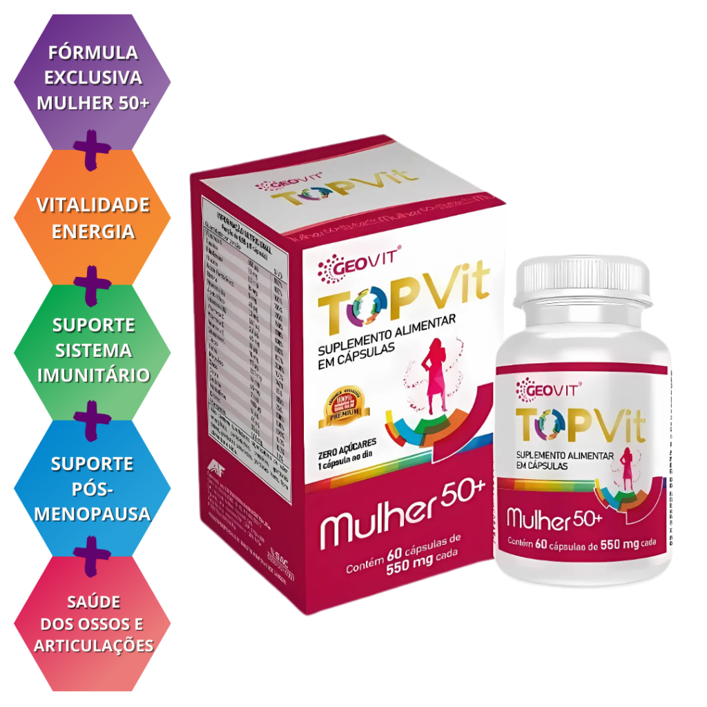Multivitamínico Mulher 50+ Vitalidade Top Vit 60 Cápsulas - Sem sabor ...