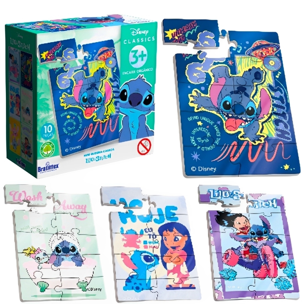 Stitch Kit Lembrancinha 6/12/18/24 Quebra Cabeças Em Madeira Lilo