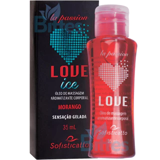 ÓLEO DE MASSAGEM MORANGO SOFISTICATTO COSMÉTICOS LOVE ICE 35 ML