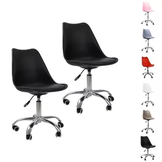 Kit 2 Cadeiras Office Com Rodizio Giratória Saarinen