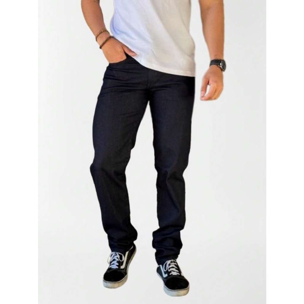 Calça Jeans Masculina Elastano Reta Tradicional Básica | Shopee Brasil