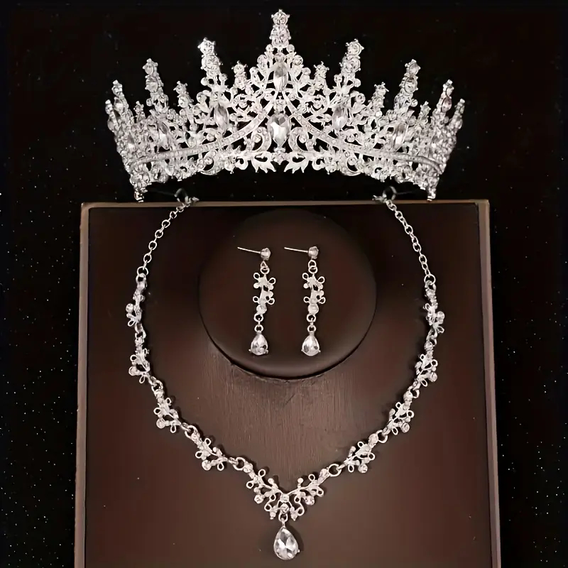 Conjunto de COROA RAINHA COM Joias Elegantes para Noivas - Coroa, Colar ...