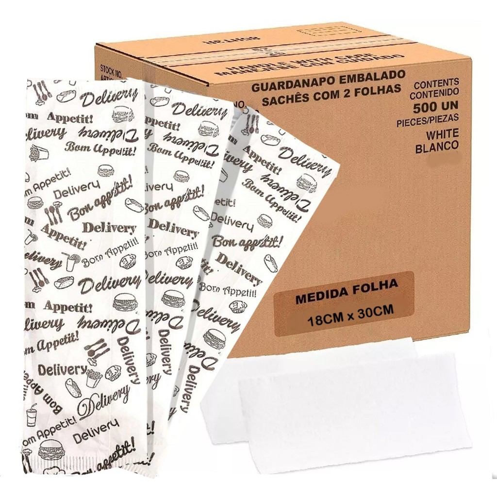 Guardanapo Embalado Sachê Delivery 500 Sachês 30x18 Personalizado 2 ...