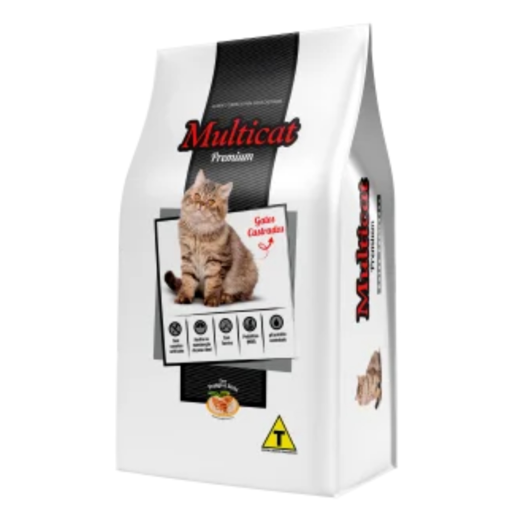 Multicat Premium Gatos Castrados Frango e arroz 10,1kg | Shopee Brasil