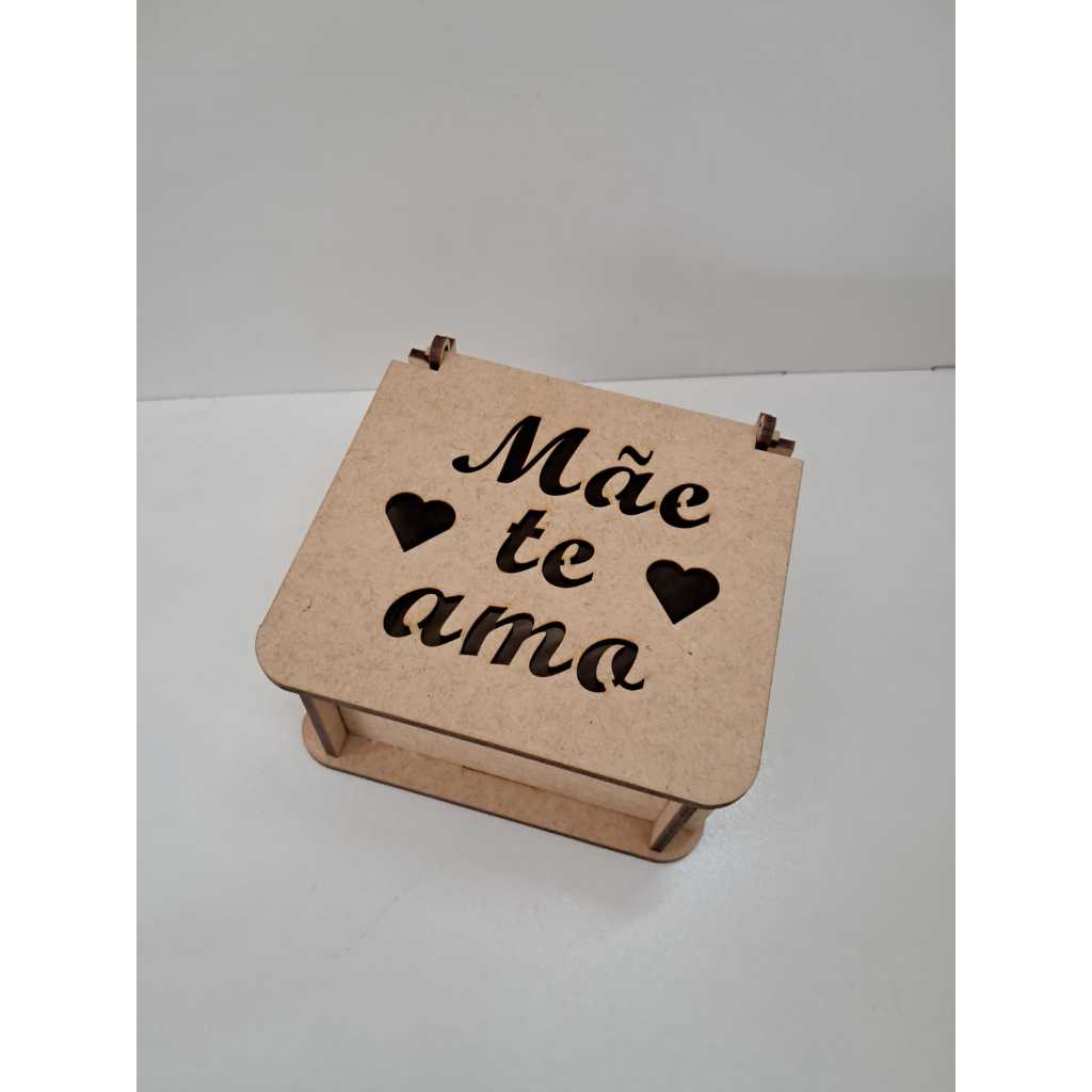 Kit 10 caixas 8x8x5 cm vazado Mãe te Amo em MDF - Dia das Mães / Presente / Lembrancinha / Porta Joias em Oferta na Shopee