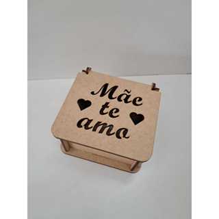 Kit 12 caixas 8x8x5 cm vazado Mãe te Amo em MDF - Dia das Mães / Presente / Lembrancinha / Porta Joias em Oferta na Shopee