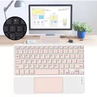 Teclado Bluetooth Chave Redonda Sem Fio Com Touch Para Celular/Tablet/Laptop