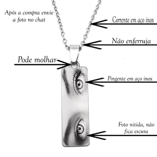 colar cordão corrente aço inox gravação personalizada laser olhar
