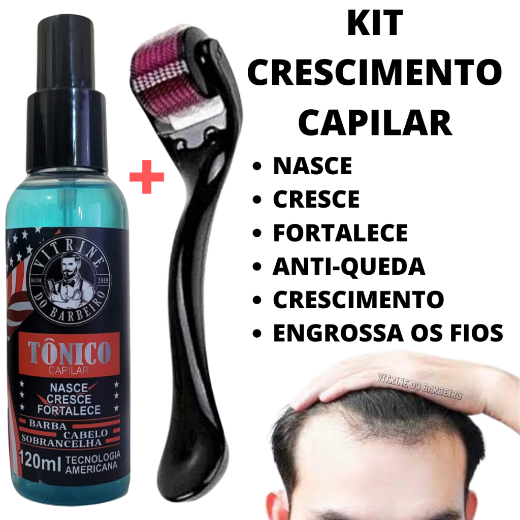 Tônico Capilar + Dermaroller Kit Unissex O Melhor Para Queda De Cabelo ...