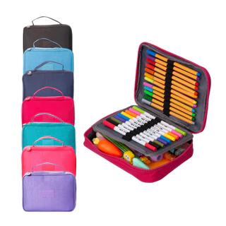 Estojo Box 100 Pens com Elásticos/ Estojo Escolar / Necessaire Grande Com Alça e Divisórias / Estojo MakeUp