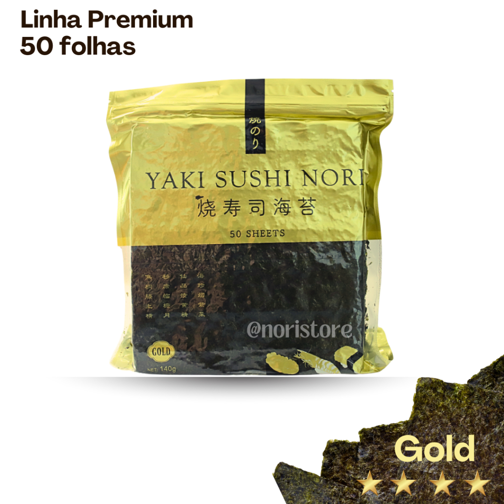 Alga Temaki Nori Gold 50 folhas - Linha Premium | Shopee Brasil