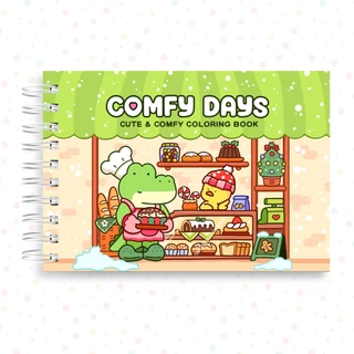 Livro de Colorir Comfy Days 40 Folhas 180 Gramatura Capa Dura Caderno Desenho Pintura Urso em Oferta na Shopee