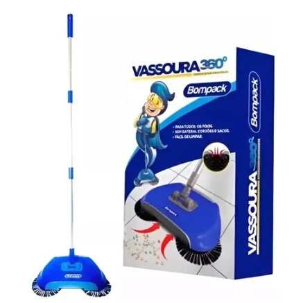 Vassoura Mágica Bompack 360° Varre Armazena Resíduos E Passa Pano | Shopee Brasil
