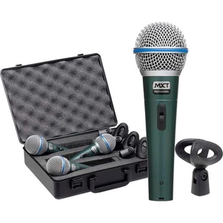 MICROFONE DINÂMICO DE METAL CHUMBO, PROFISSIONAL C/CHAVE - 3 PÇS - PRO BTM-58A