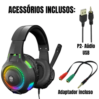 FONE DE OUVIDO GAMER COM MICROFONE RBG LED PARA PC XBOX HEADSET COM FIO FONE PARA COMPUTADOR PARA PS4 PS5 FONE XBOX