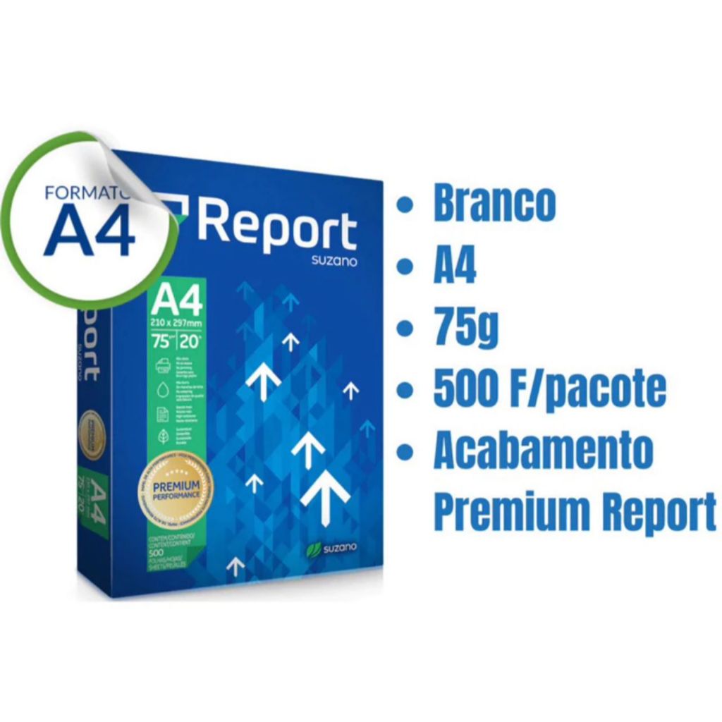 Resma Papel A4 Report 500 Folhas Branca Sulfite 75g/m² | Shopee Brasil