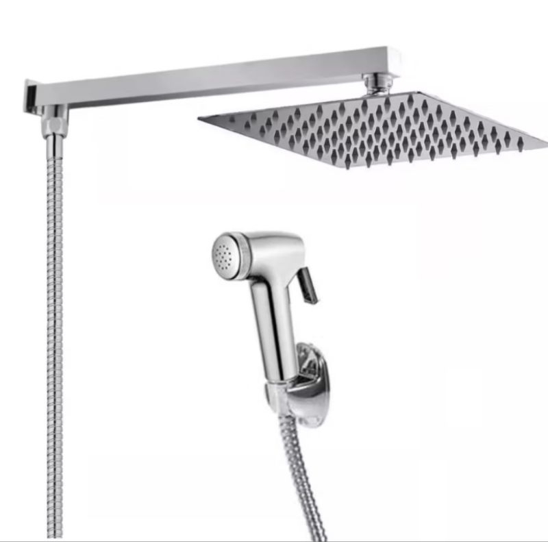 Indicado Chuveiro Ducha Slin Quadrada C/ Chuveirinho Luxo E Desviador Kit completo